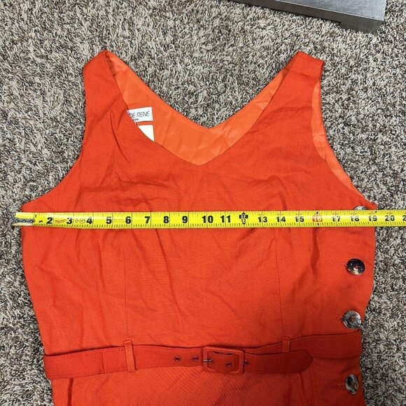 Vtg Claude Rene Orange Linen Side Button Sleeveless Dress Maxi Belt Sz 14 New - Picture 12 of 15
